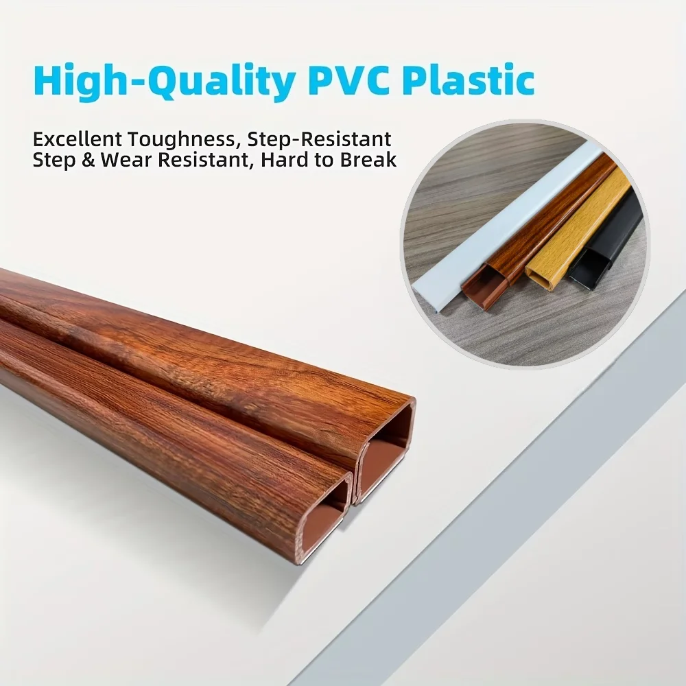 1 unidad de canal de cableado cuadrado de 40 cm/15,75 pulgadas con imitación de veta de madera dorada, autoadhesivo, decoración oculta para cables, fácil de pintar