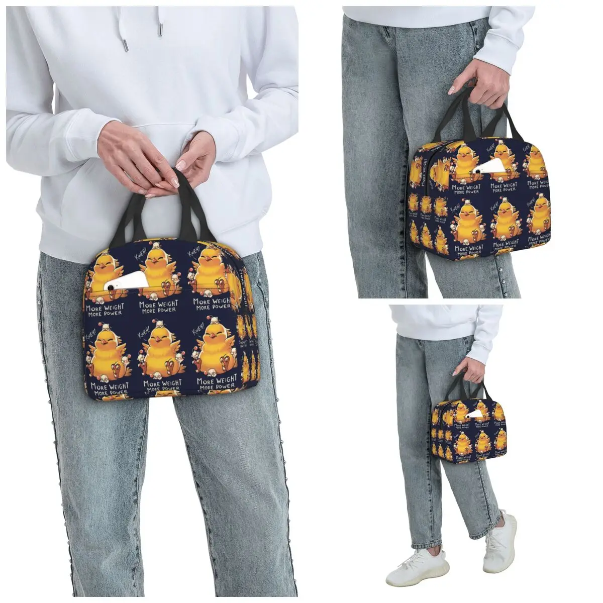 Funny Fat Chocobo - Big Power Insulated Lunch Bag for Women Office Cooler Thermal Food Box Tote Portable Lunch Boxes Container