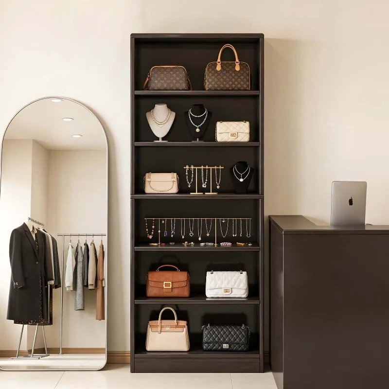 Clothing store display rack Women's clothing store retro atmosphere layout Floor-to-ceiling bag display rack Shoe rack
