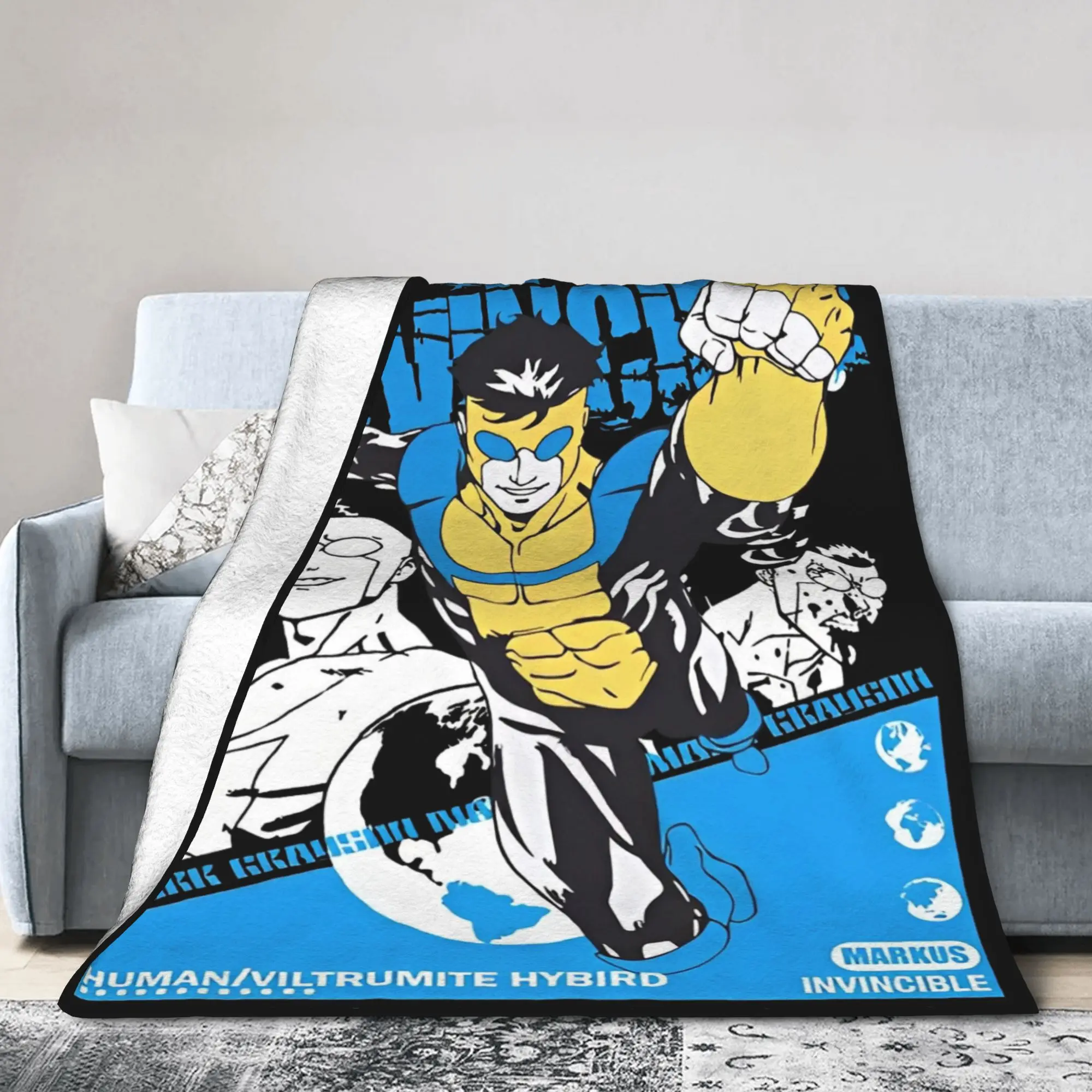 Invincible Mark Grayson Superhero Blankets Fleece Printed Anime Cartoon Breathable Lightweight Throw Blankets Travel Bed Quilt