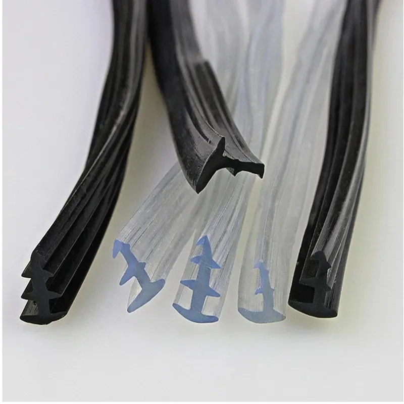 10M Doors And Windows Slot thong Aluminum Alloy Fixed Glass Strip Doors And Windows Three EPDM Seal Strip Rubber Strips