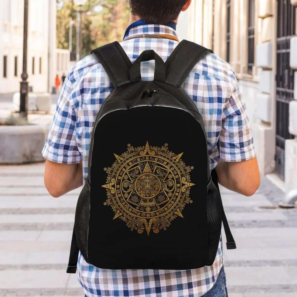 Aztec Calendar Backpack Student Boys Girls BookBag School Bag Laptop Shoulder Bags