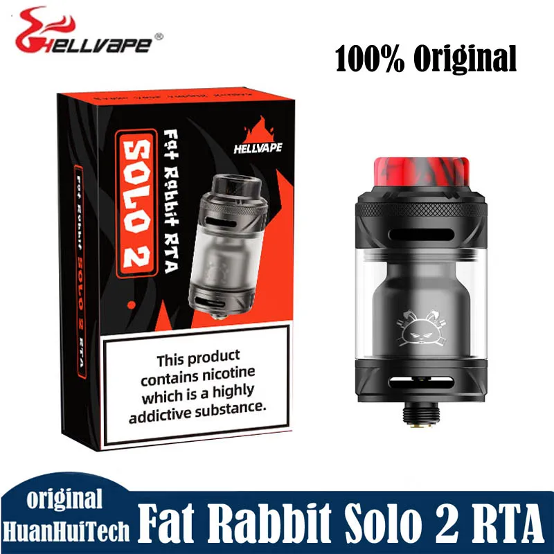 الأصلي Hellvape الدهون أرنب سولو 2 RTA المرذاذ 25 مللي متر واحد ومزدوج لفائف 810 بالتنقيط تلميح ثلاثة وسائط تدفق الهواء السجائر الإلكترونية البخاخة