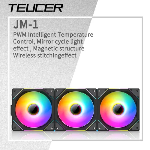 TEUCER JM-1 ventilador con funda de refrigeración para PC ARGB efecto de luz de ciclo de espejo costura inalámbrica PWM refrigeración por agua ventilador enfriador de CPU de 360mm