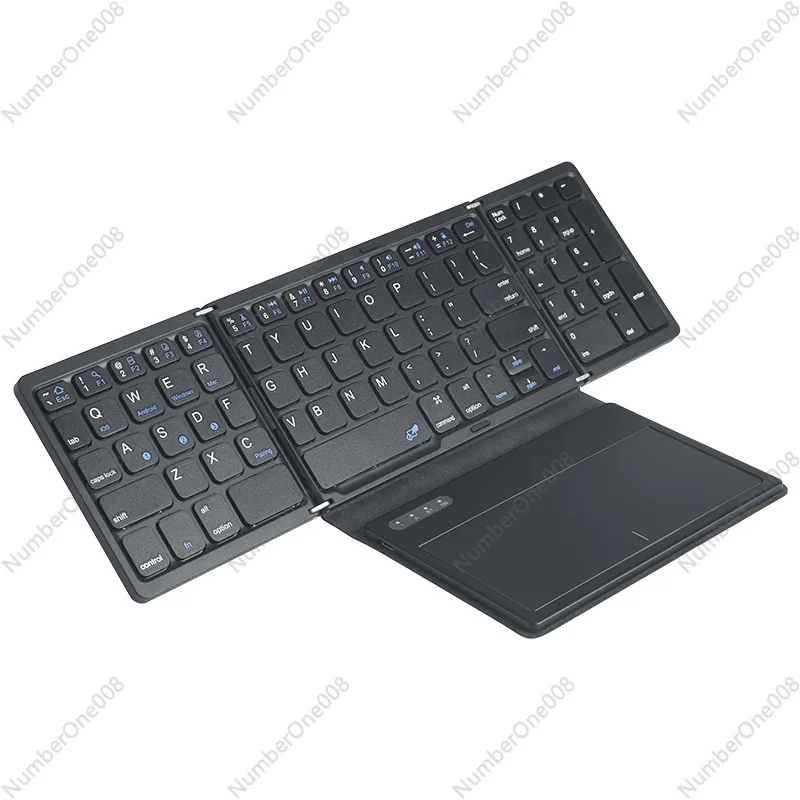 Slim Wireless Keyboard Quad Fold with Large Touchpad Bluetooth Keyboard Tablet Silent and Light