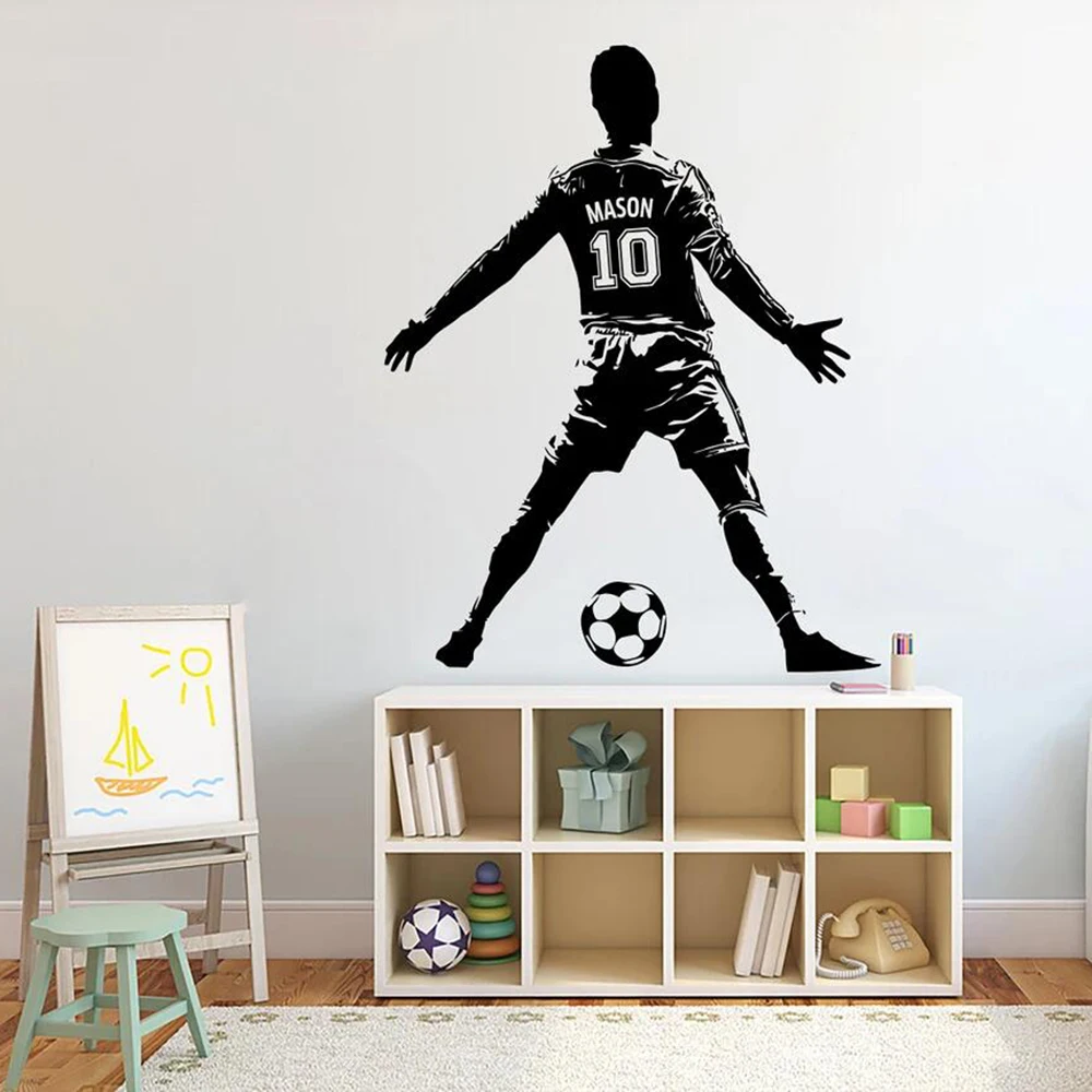 Personalized Soccer Kids Room Decor Wall Decal Sport Vinyl Custom Name Football Stickers Boys Passion Goal Wall Art Bedroom T186