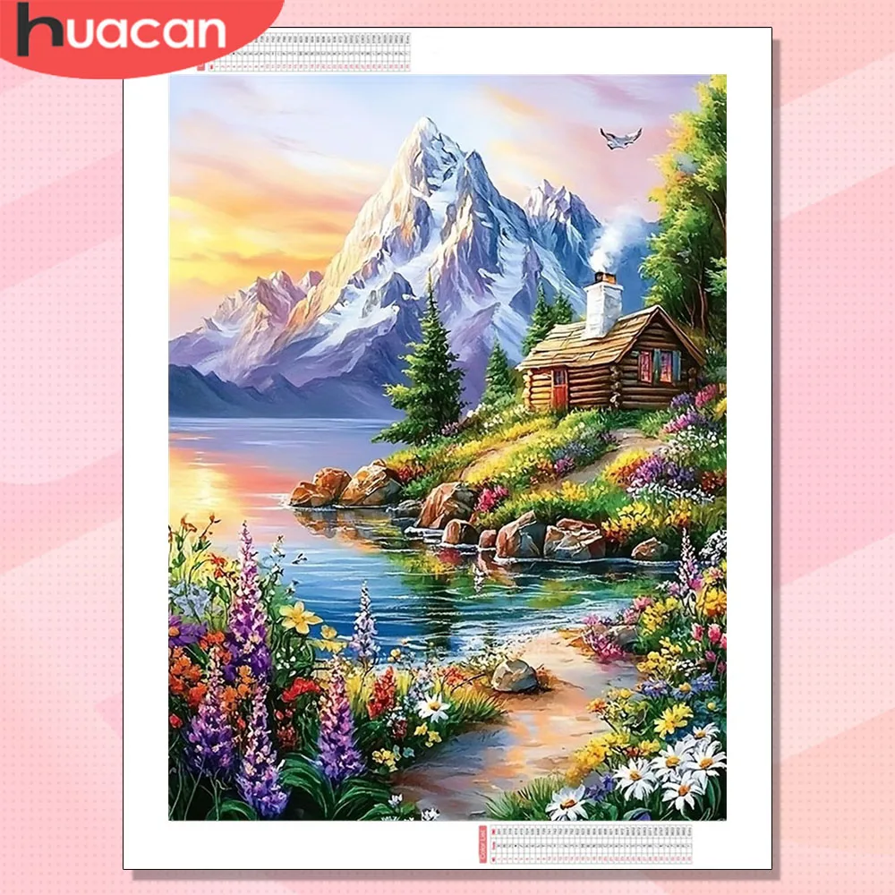 HUACAN 5D Diamantmalerei Berglandschaft Diamantkunst-Set See Fluss Hobby Kreatives Handgemachtes Heim Schlafzimmer Wanddekoration