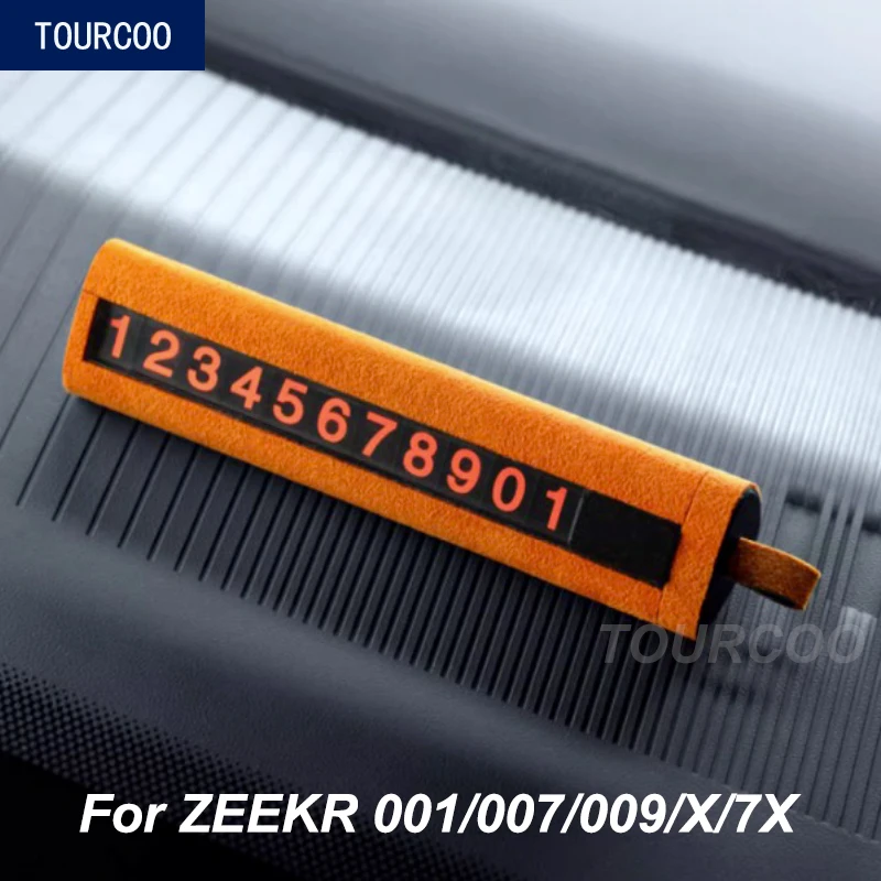 For ZEEKR 001/X/007/7X/009 Alcantara Suede Multifunctional 3 in 1 Parking Number Plate with Window Breaker and Safety Cutter