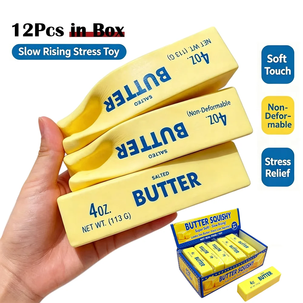  12pcs Large Butter Stick Soft Toy with Slow Rebound for Decompression Squeezing Toy for Pressure Release Hand Relaxation Gift