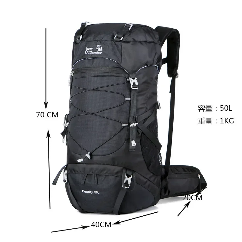 Large Capacity 50L Nylon Travel Backpack Portable Outdoor Rucksack Lightweight Daypack for Camping Hiking Trekking Sports Use