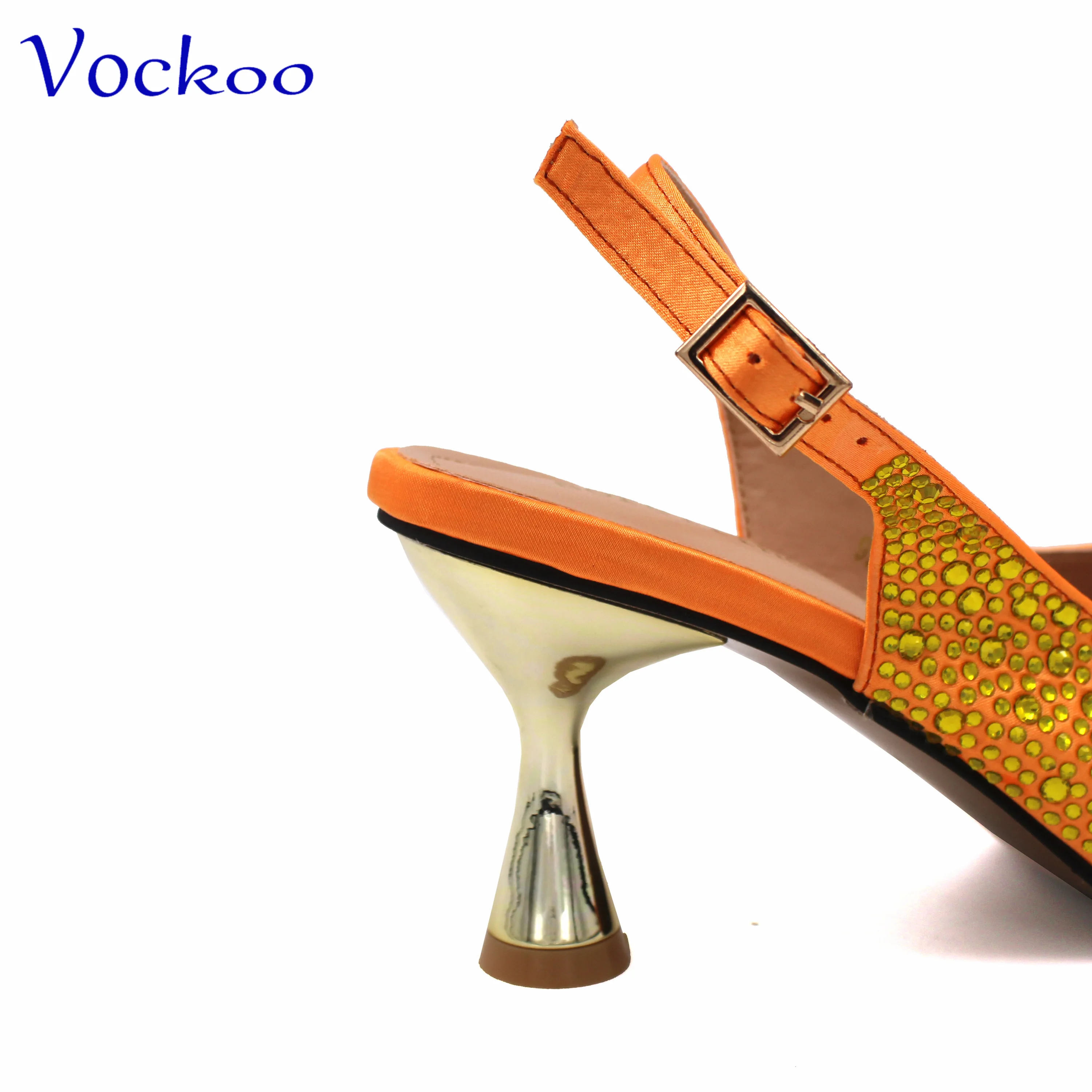 Mode neueste italienische Design Schuhe passende Tasche in orange Farbe spitz tole sexy Damen High Heels Pumps für Hochzeits feier gesetzt