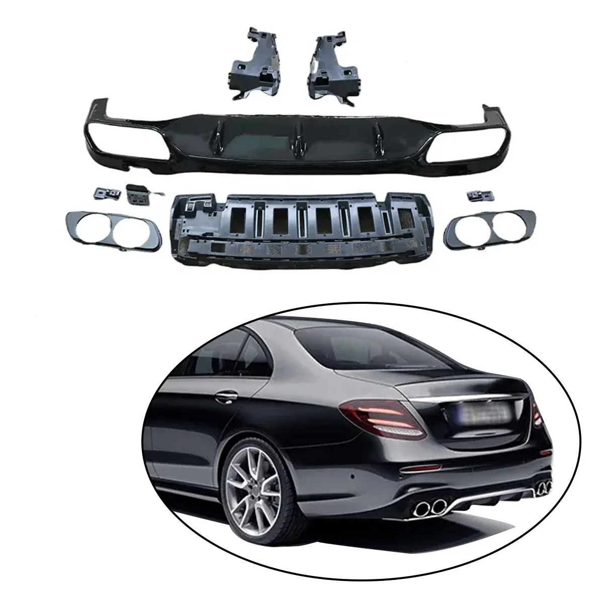 SPM Rear Bumper Face Kit for Mercedes Benz E class w213 rear diffuser AMG E53 body kit accessories ABS Material 2017-2022