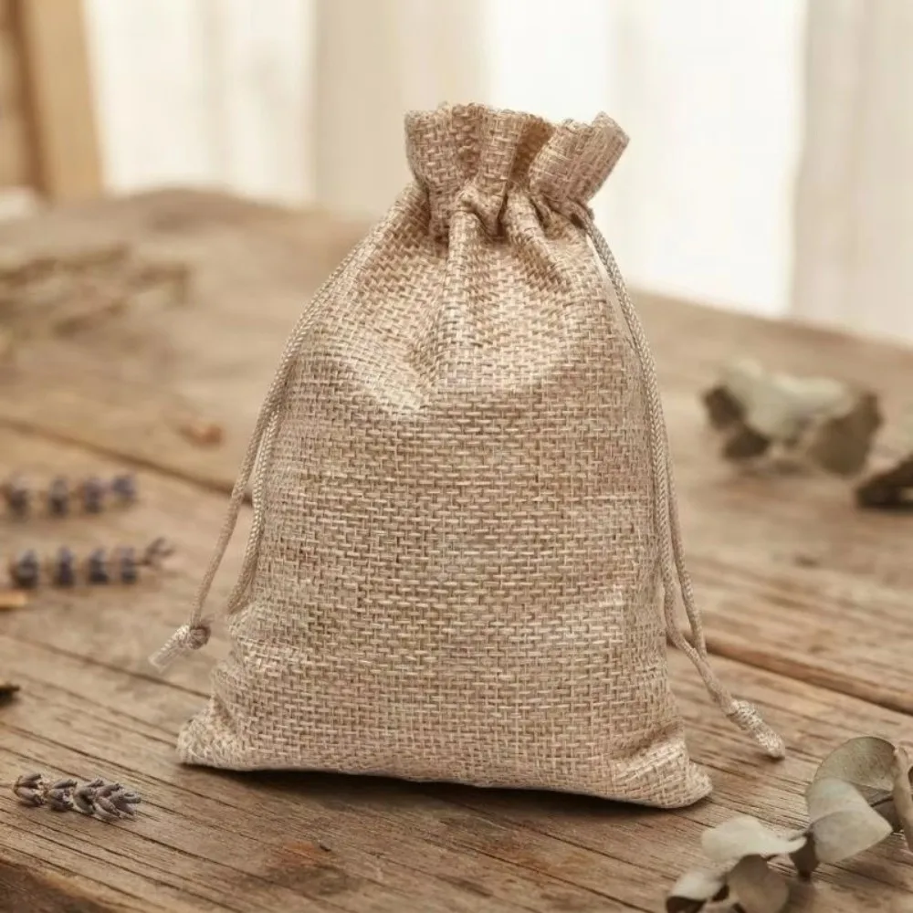 Velvet Jewelry Drawstring Pouches Burlap Soft Interior Jewelry Storage Bags Portable Drawstring Closure Bracelet and Storage