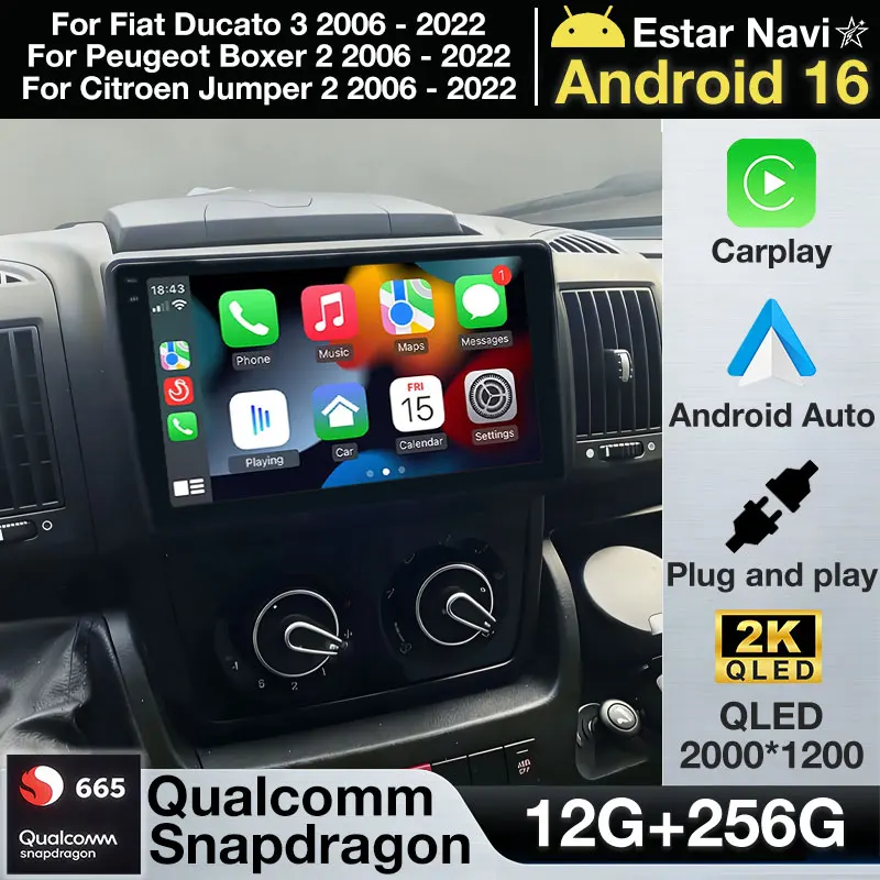 For Fiat Ducato 3 2006 - 2022 For Peugeot Boxer 2 2006 - 2022 For Citroen Jumper 2 2006 - 2022 Android 16 Car Radio Multimedia