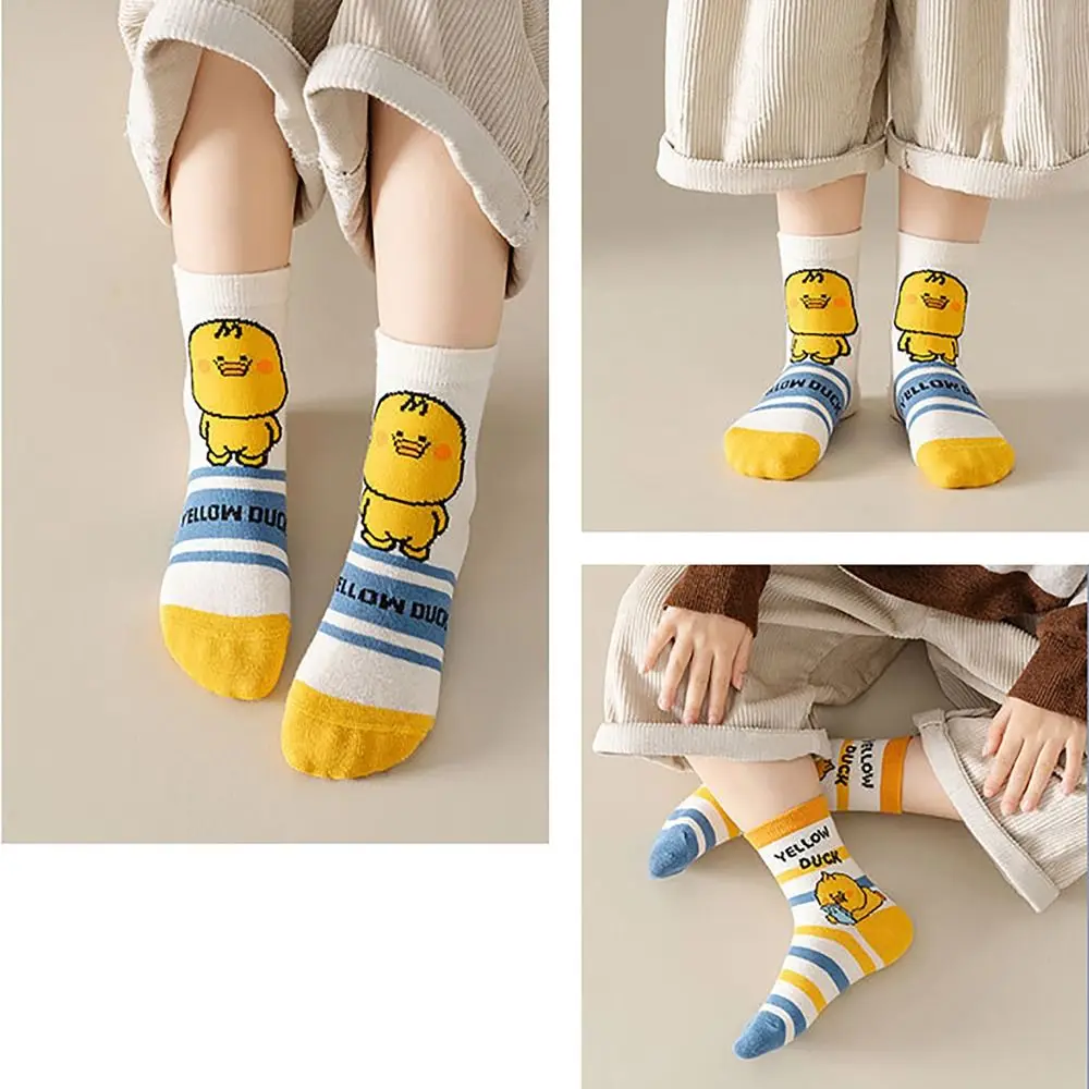 

5pairs Winter Warm Winter Cotton Socks Cartoon Printed Anti-slip Children's Sock S M L XL Midtube Socks Boys and Girls