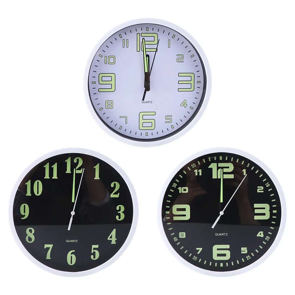 Wall Decoration Silent Quartz Wall Clock Plastic Round Luminous Wall Clock Time Accuracy Fashion Digital Clock Office