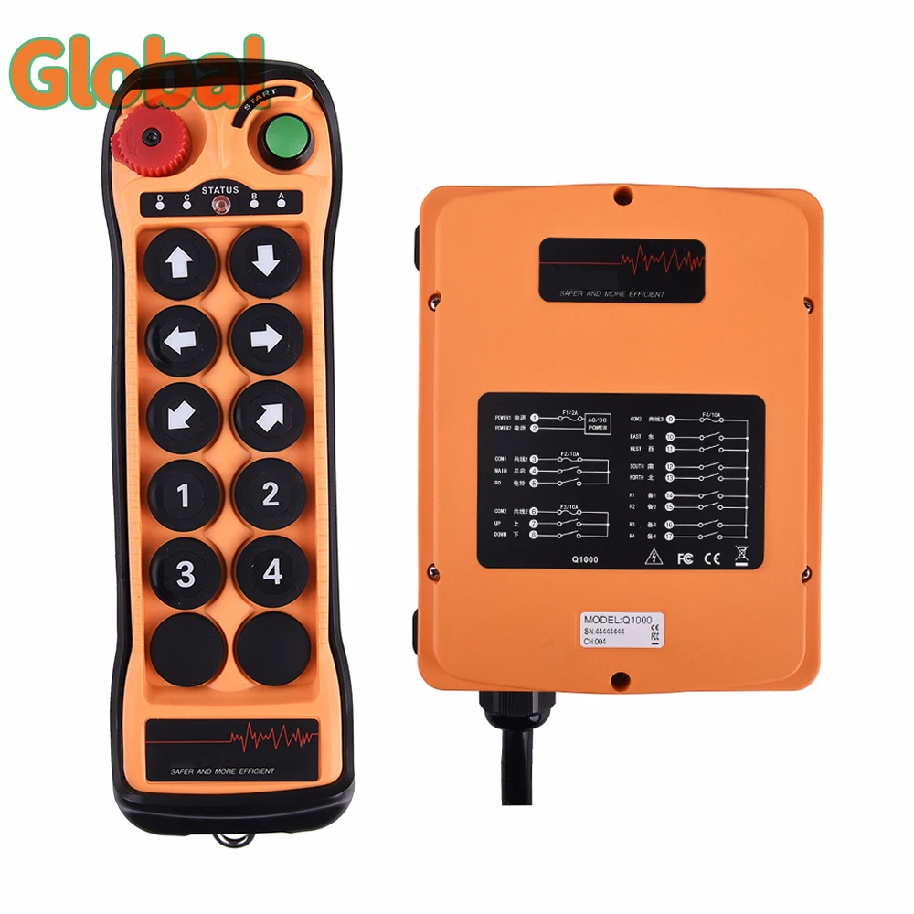 

Q1000 10 buttons one speed Industrial Wireless Radio Crane Remote Control switches Hoist overhead bridge Crane Controller