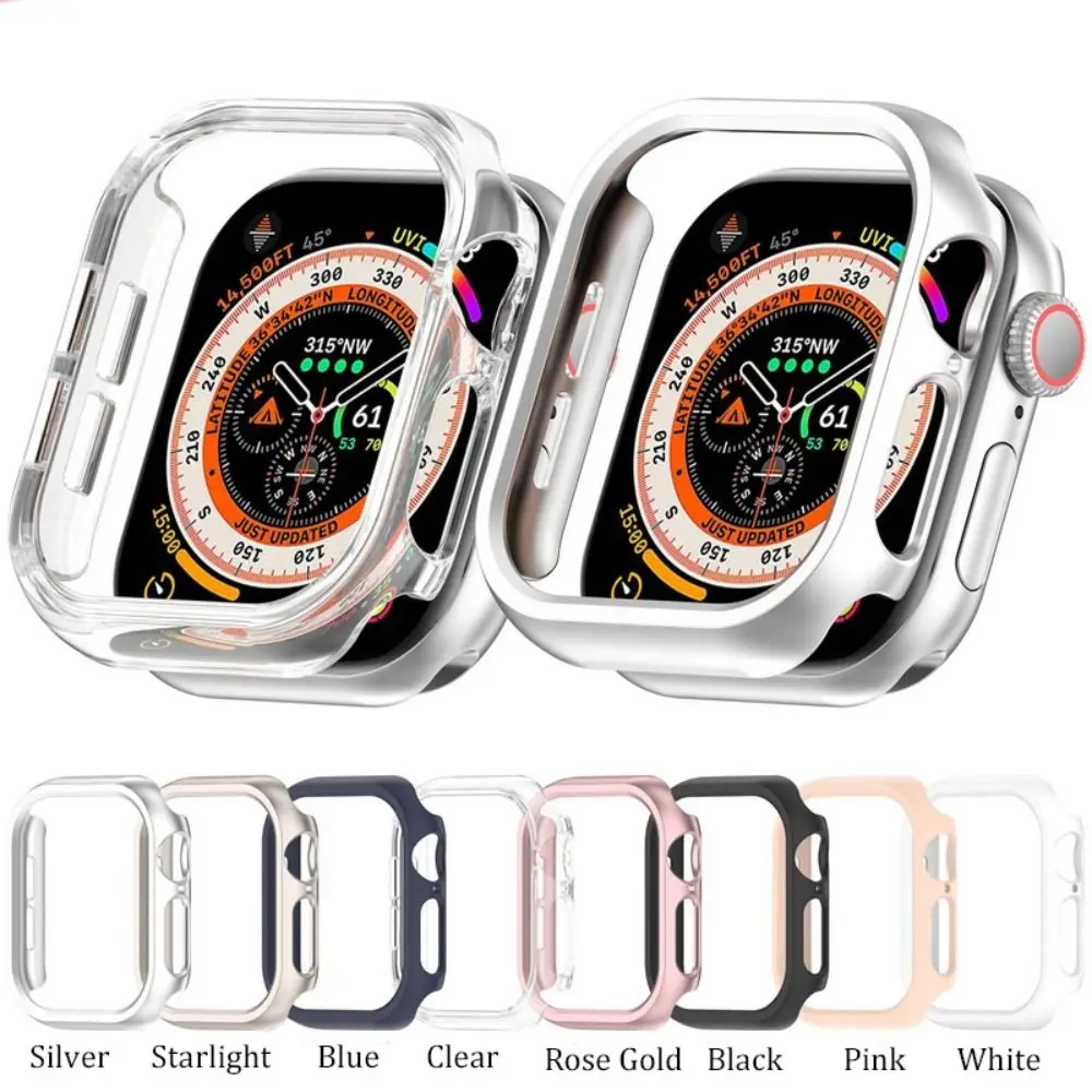 Anti-scratch PC Bumper Case Hollow Half Frame Solid Color Protective Cover for iWatch Hard for Apple Watch Series 10 42/46mm