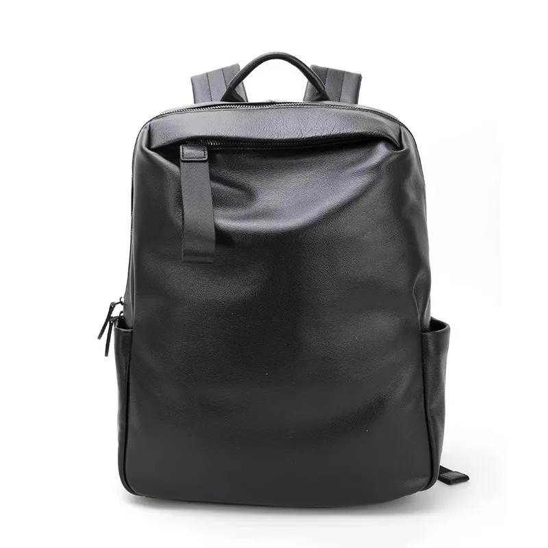 Backpack Genuine Leather Business Casual Multifunctional Large Capacity Laptop Compartment Men Travel Commuting Daypack Durable