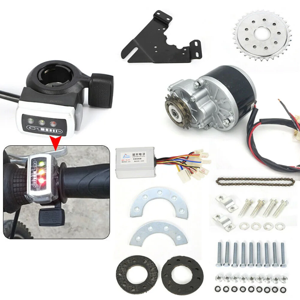 Elektrischer Umrüstsatz mit 24 V und 250 W gebürstetem Motor für gemeinsames Fahrrad – Daumengas