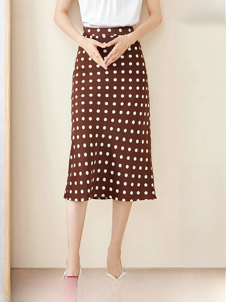 

Miiyang Summer 2025 Vintage Polka Dot Fi Tail Skirt High Waist Slimming Bodycon Midi Skirt Ele Lady Commute Sle