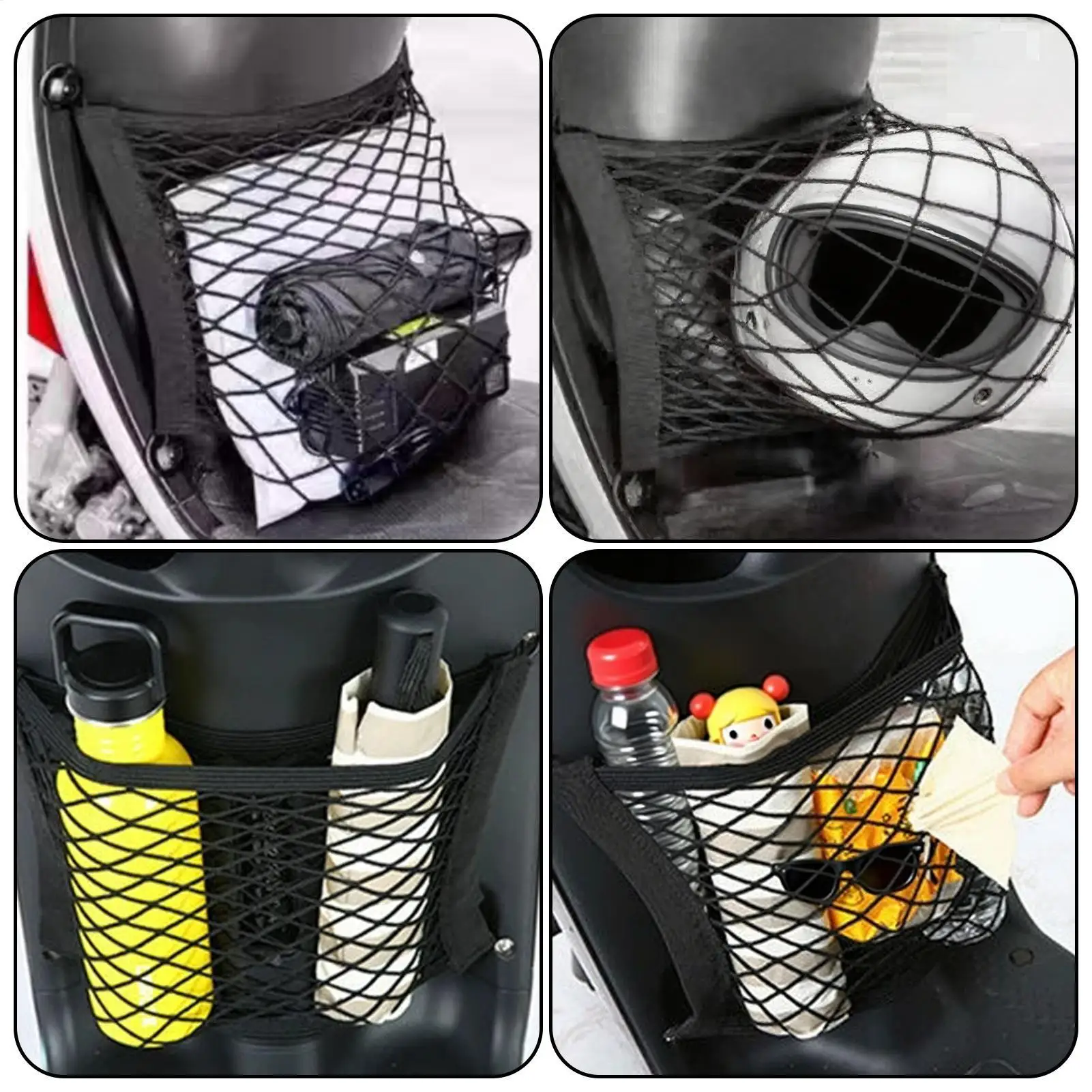 Motorcycle Helmet Storage Trunk Bag Cargo Bike Scooter Luggage Net Helmet Mesh Fuel Tank Storage High elastic Sorting Net