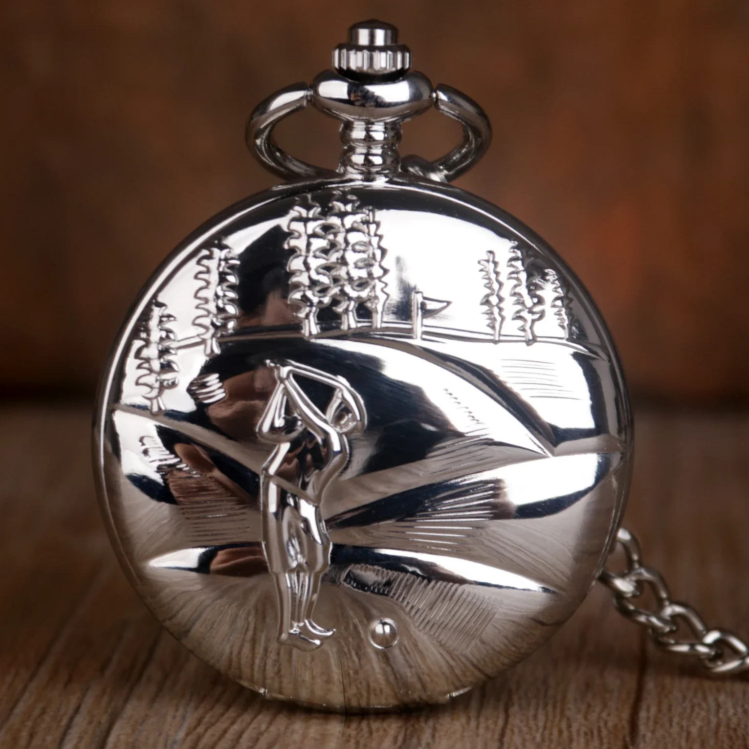 Double Open Case Mechanical Pocket Watch Silver Men Women Stylish Retro FOB Hand Wind Skeleton Dial Steampunk Necklace Pendan