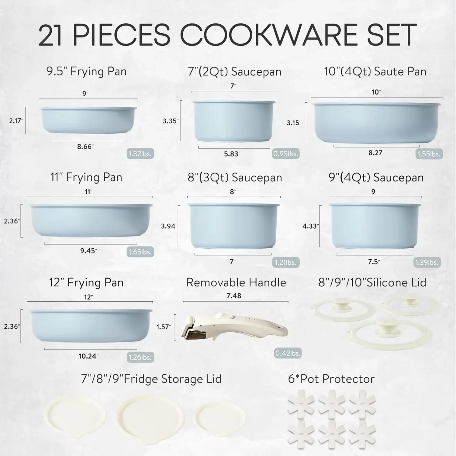 Detachable Handle, Pots and Pans Set, Nonstick Cookware Set Induction Kitchen Cookware Sets Non Stick with Removabl