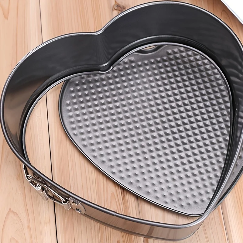 Heart shaped spring cake pan set, with a detachable cake mold at the bottom for baking 3 non stick and durable cake baking pans,