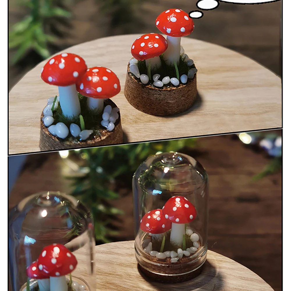 1 Stuks 1/12 Poppenhuis Miniatuur Hars Paddestoel Mini Potplant Met Cover Model Speelgoed Ob11 Bjd Poppenhuis Accessoires Decoratie