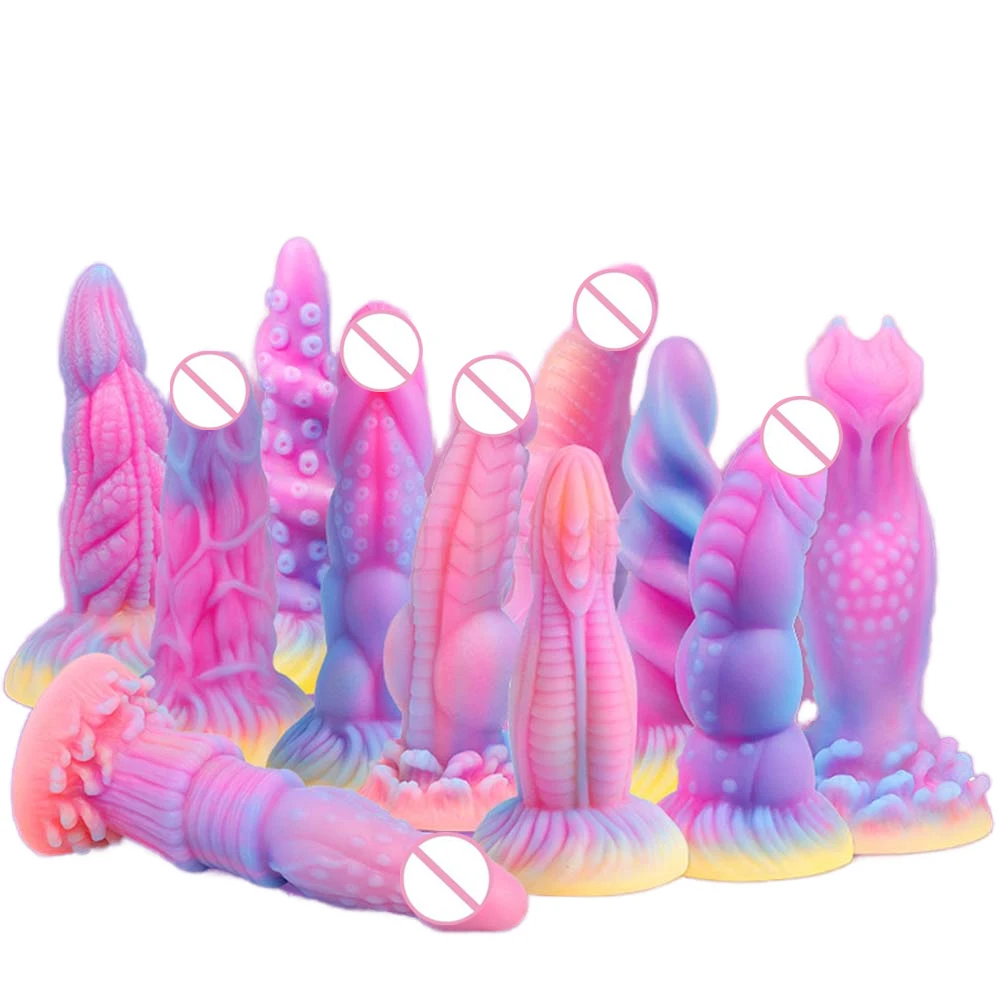 Luminous Silicone Anal Plug Fluorescent Dildo Anal Sex Toy Huge Realistic Monster Dildo Male Gay Prostate Massager Anus Dilators