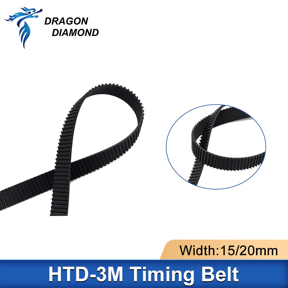 HTD-3M Open Timing Belt Width 15mm 20mm PU Transmission Belt Strap Synchronous 3M Belt For Co2 Laser Engraving Cutting Machine