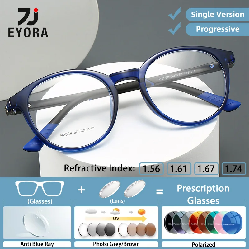 

EYORA Lightweight TR90 Round Full Rim Reading glasses Myopia Eyewear Hyperopia Anti Blue Ray Progressive Photochromic Eyewear