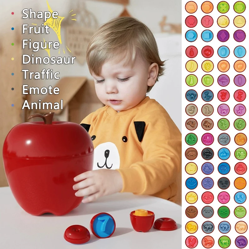 Apple Smart Egg 3D Puzzle Montessori Toys Baby Matching Games Color and Shape Classification Fine Motor Skills Educational Toys