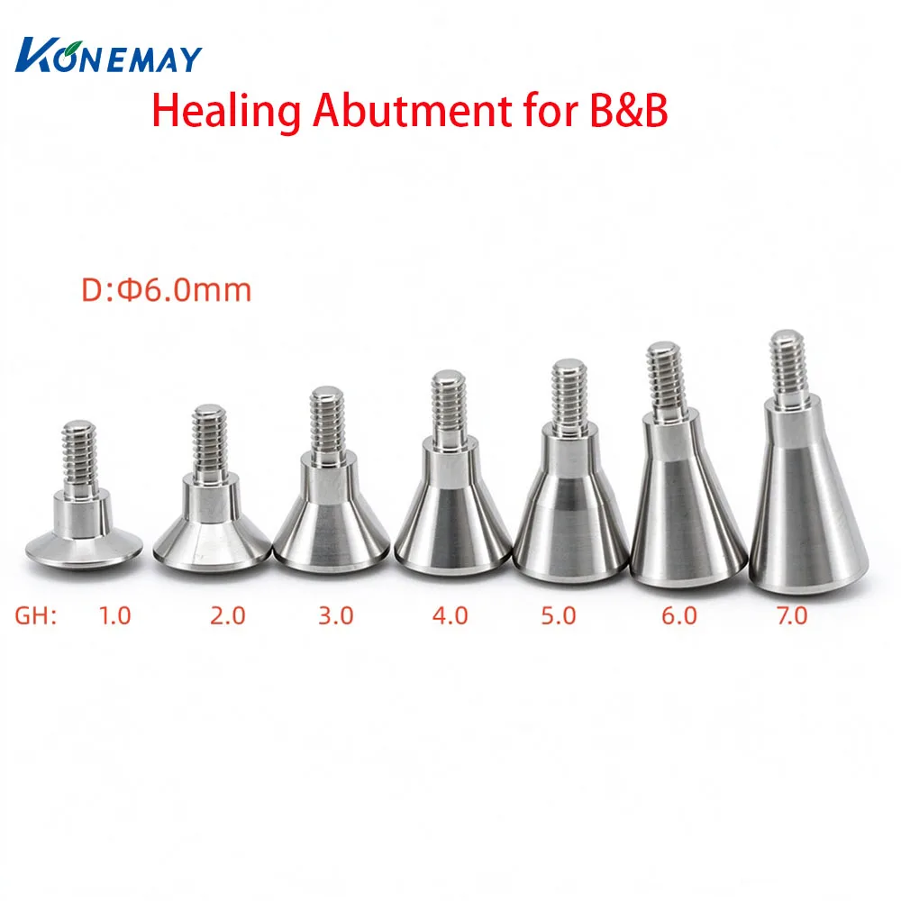 Konemay 10 pcs Dental Implant Healing Abutment Compatible for B&B System Titanium Gingival Height 1.0mm-7.0mm Implant Dental Lab