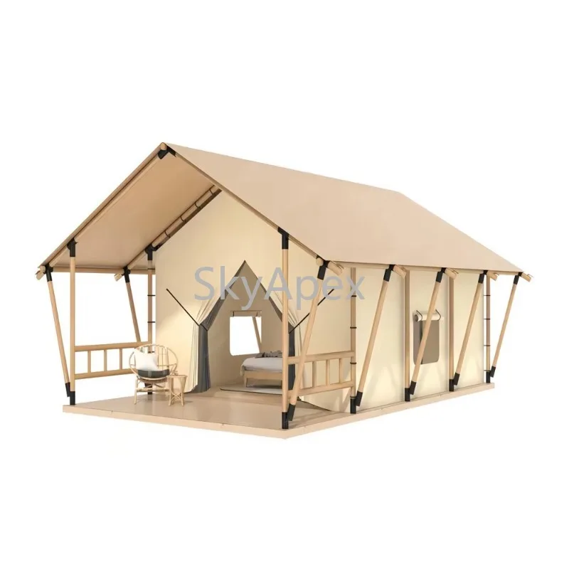 Lodestar Waterproof Canvas Glamping Lodge Tent with Bathroom Windproof  UV Resistant 24-83㎡ for Luxury Hospitality Resort & Camp