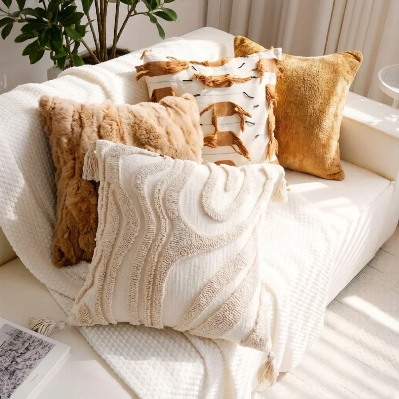 

French Style Cushions 45x45 Pillowcase 30x50 Luxury Decoration Home Cushion Pillows for Sofa Couch Chairs Vintage Creamy Pillow