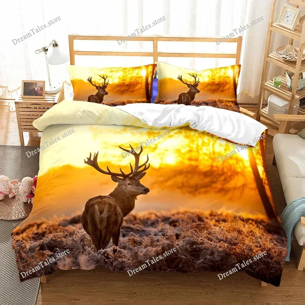 

3D Reindeer Wild Bedding Set King Queen Twin Single Size Duvet Cover Pillow Cases Bed Linen Set Home Textileextile741