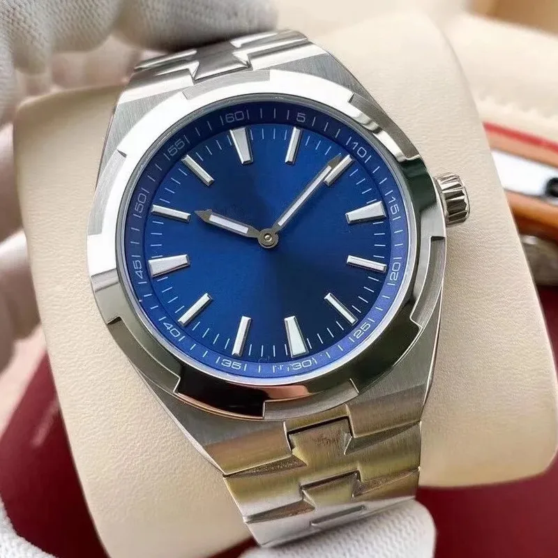 Luxury Men's 41MM Automatic Mechanical Overseas Watch Black Blue Stainless Steel Mens Wristwatch