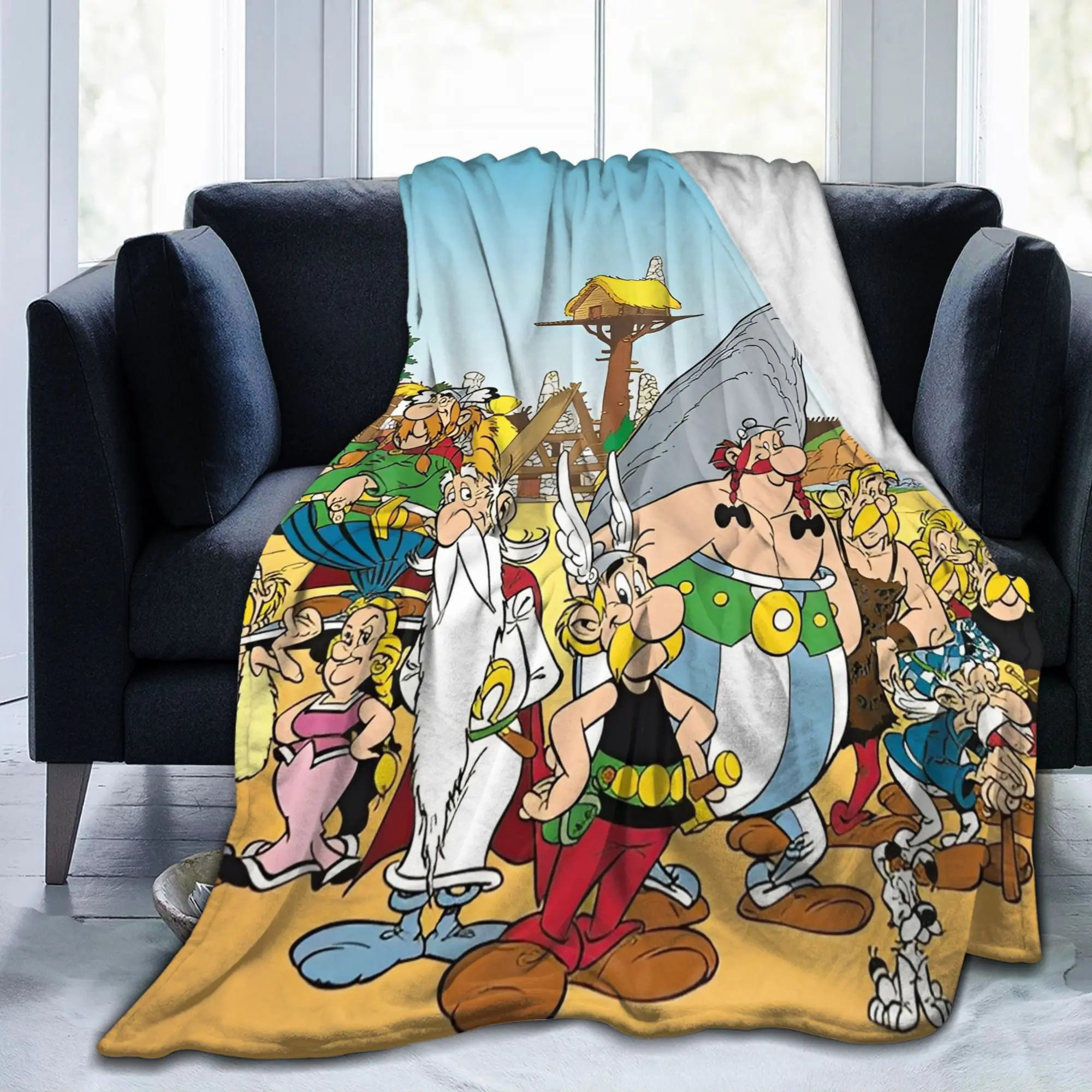 أستريكس مضحك كوميديا Obelixes البطانيات الكرتون الفانيلا الجدة الدافئة رمي البطانيات للمفرش كل موسم الأريكة