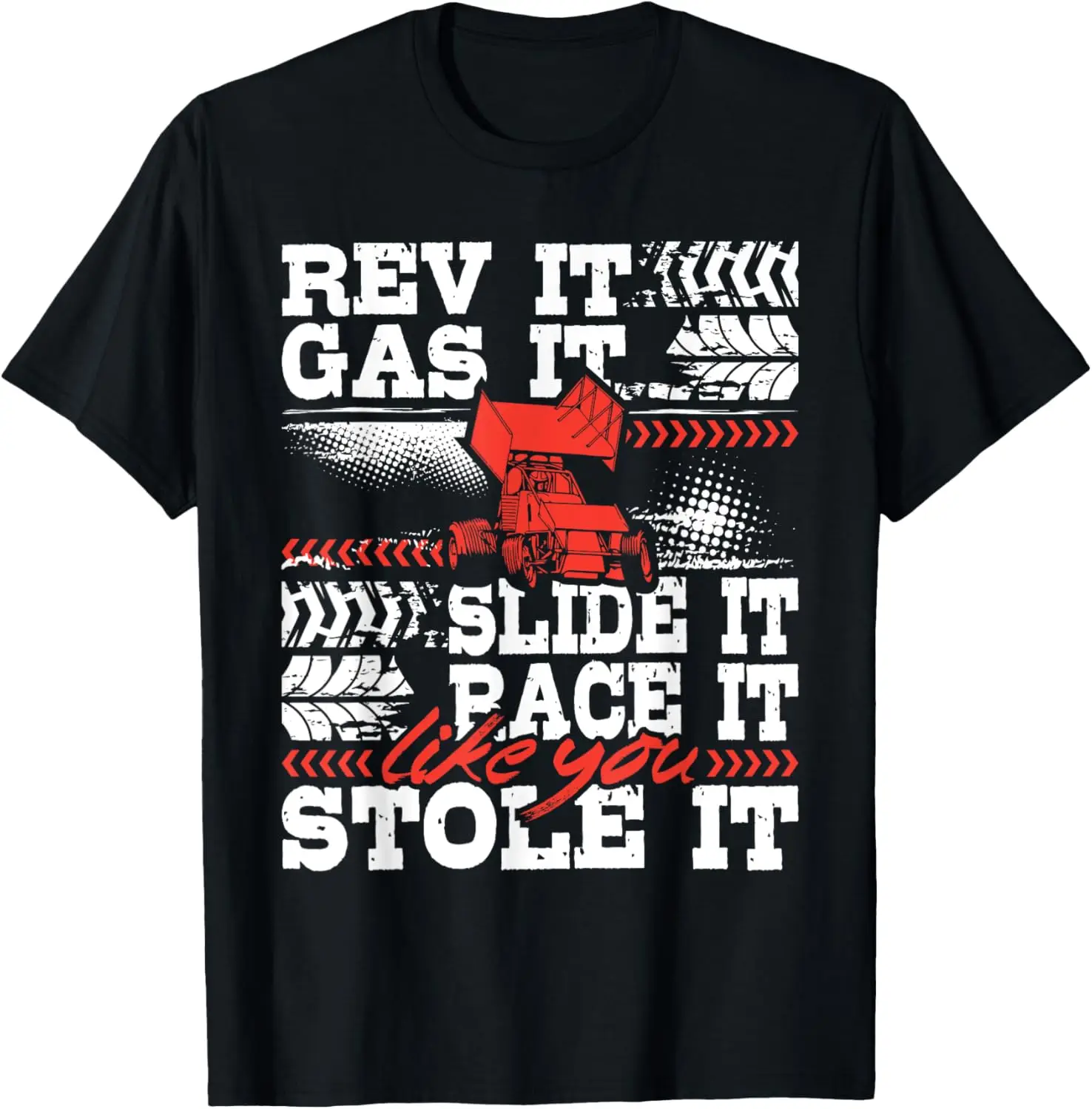 Rev It Gas It Slide It - เสื้อยืดแข่ง Sprint Car Racer Dirt Track Racing