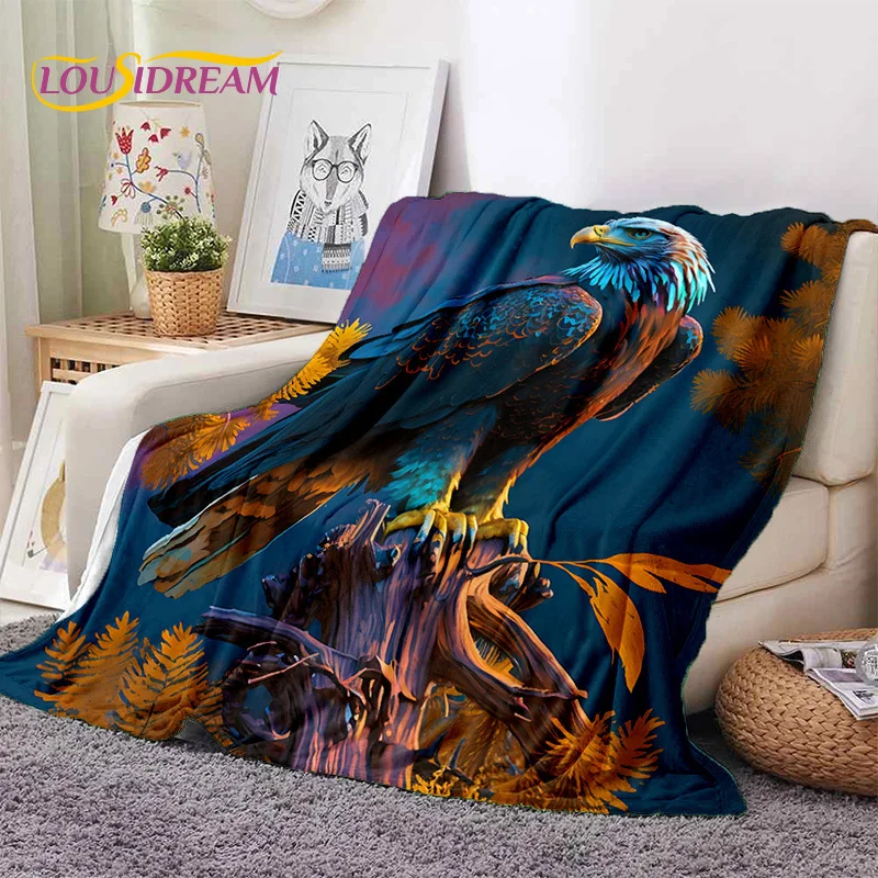 3D Cute Owl Eagle Birds Cartoon HD Soft Flannel Blankets,Throw Blanket Comfortable Blanket for Picnic Beds Home Bedroom Kid Gift