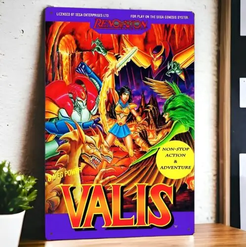 

Valis Genesis Ретро видеоигра металлический плакат жестяная вывеска 20*30 см-алюминий