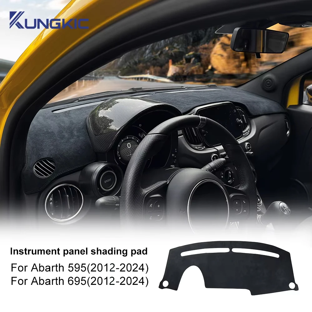 

Car Dashboard Protect Mat Pad For Abarth 595 695 2012-2024 For Fiat 500 2012-2019 Summer Flannel LHD RHD Dashmat Sunshade Carpet