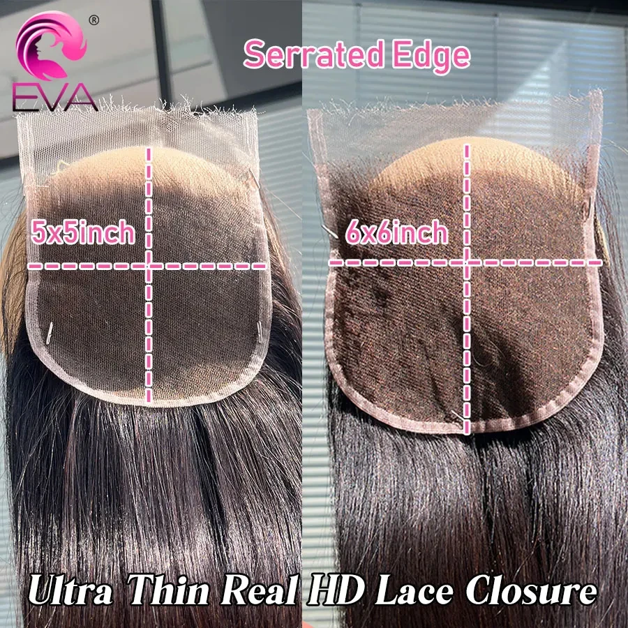 Eva HD 6x6 9x6 HD Lace Closures Body Wave Pre Plucked Swiss 13x6 HD Lace Frontal Only Natural Black 100% Virgin Raw Human Hair