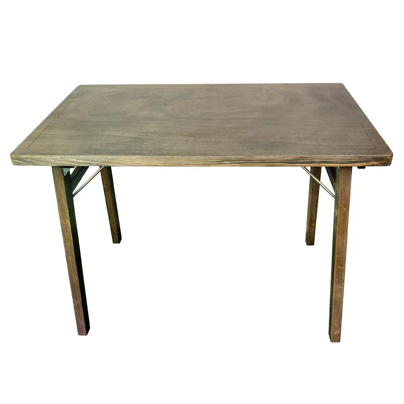 Simple small apartment round table, retro solid wood foldable square table