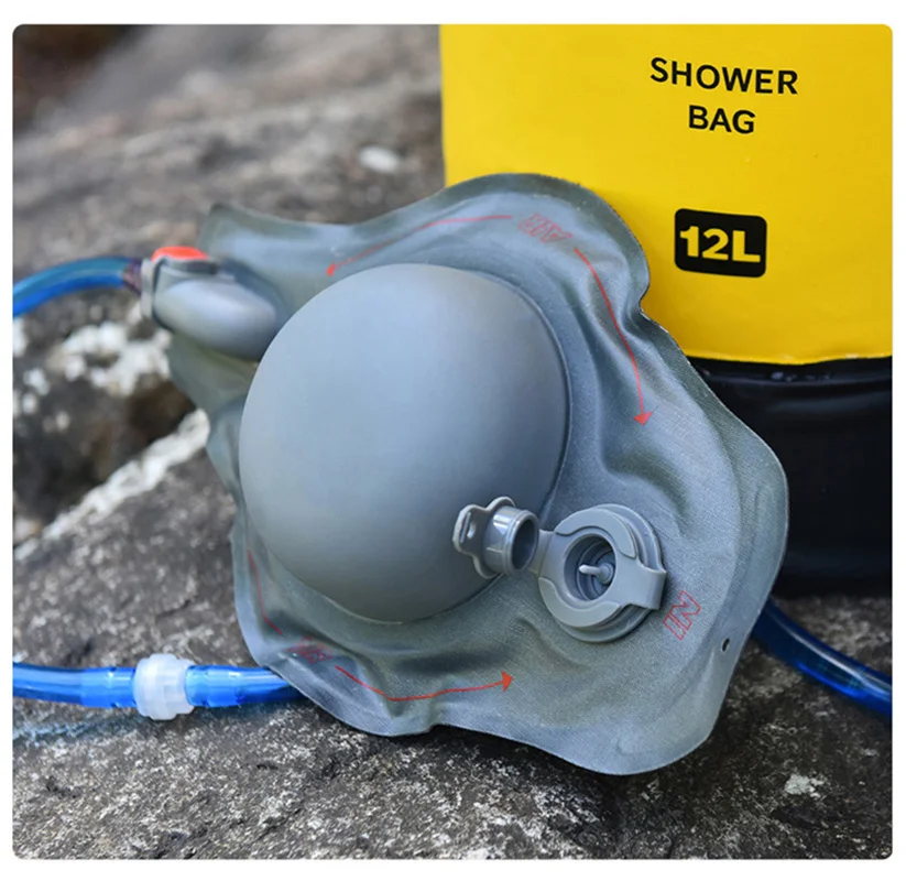 12L PVC Foot-pump Outdoor Shower Water Bag Portable Inflatable Shower Supplies for Camping Hiking Beach Traveling