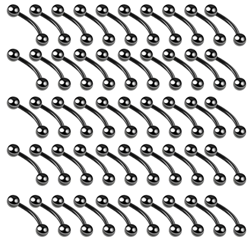 100PC Stainless Steel Eyebrow Piercing Rings for Women Men Curved Barbell Lip Ring Cartilage Daith Helix Rook Earring Jewelry