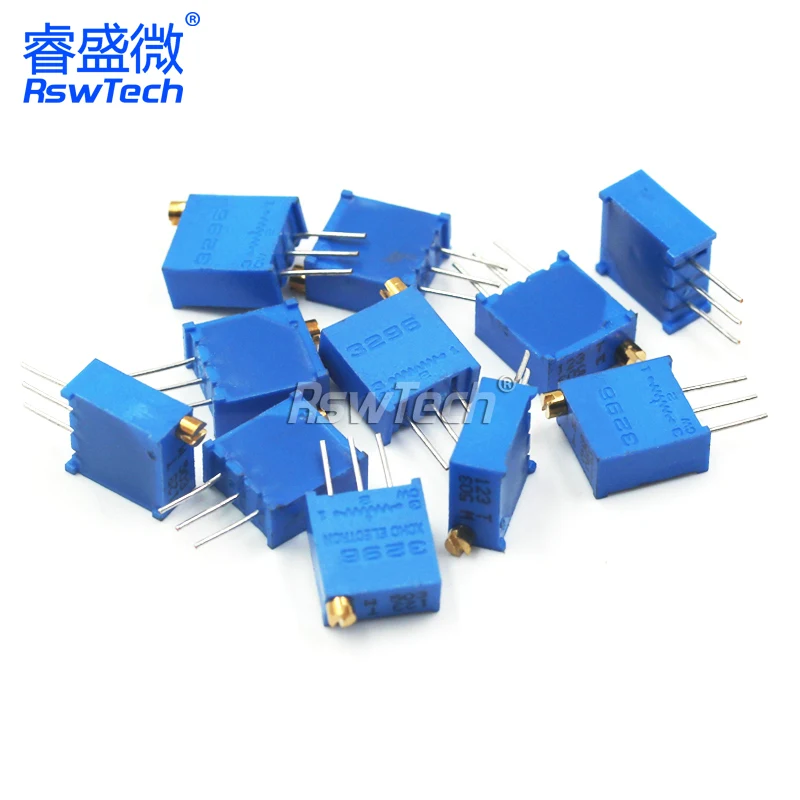 10pcs 3296W 50 100 200 500 ohm 1K 2K 5K 10K 20K 50K 100K 200K 500K 1M ohm 103 100R 200R 500R Trimpot Trimmer Potentiometer