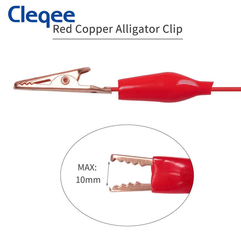 Cleqee P1533 10pcs Dupont Male to Alligator Clip Silicone Jumper Cable 26AWG Wire For Breadboard Oscilloscope Logic Analyzer